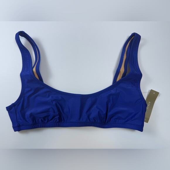 NWT J. Crew Heritage Scoop Neck Bikini Top Harbor View Blue Size Medium - Picture 1 of 6